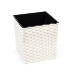 Горщик Юка 250*250 Ротанг Білий з вкладом  Ламела