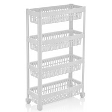 Етажерка прямок 4-полиці на колесах білий Slim 50*19.5*82см CZ-021 Ozer