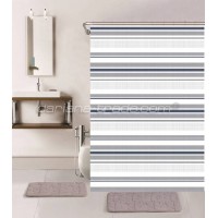 Штора у ванну Принт XRQ-RP-056 Сіро-сині смуги 180*180 ДаріанА (26)