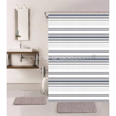 Штора у ванну Принт XRQ-RP-056 Сіро-сині смуги 180*180 ДаріанА (26)