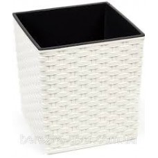 Горщик Юка 190*190 Ротанг Білий з вкладом Ламела