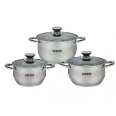 Н-р каструль нерж.сталь (1,5+2,0+3,0л) VZ12141-6 5-шаровим дном Vezzer (4)